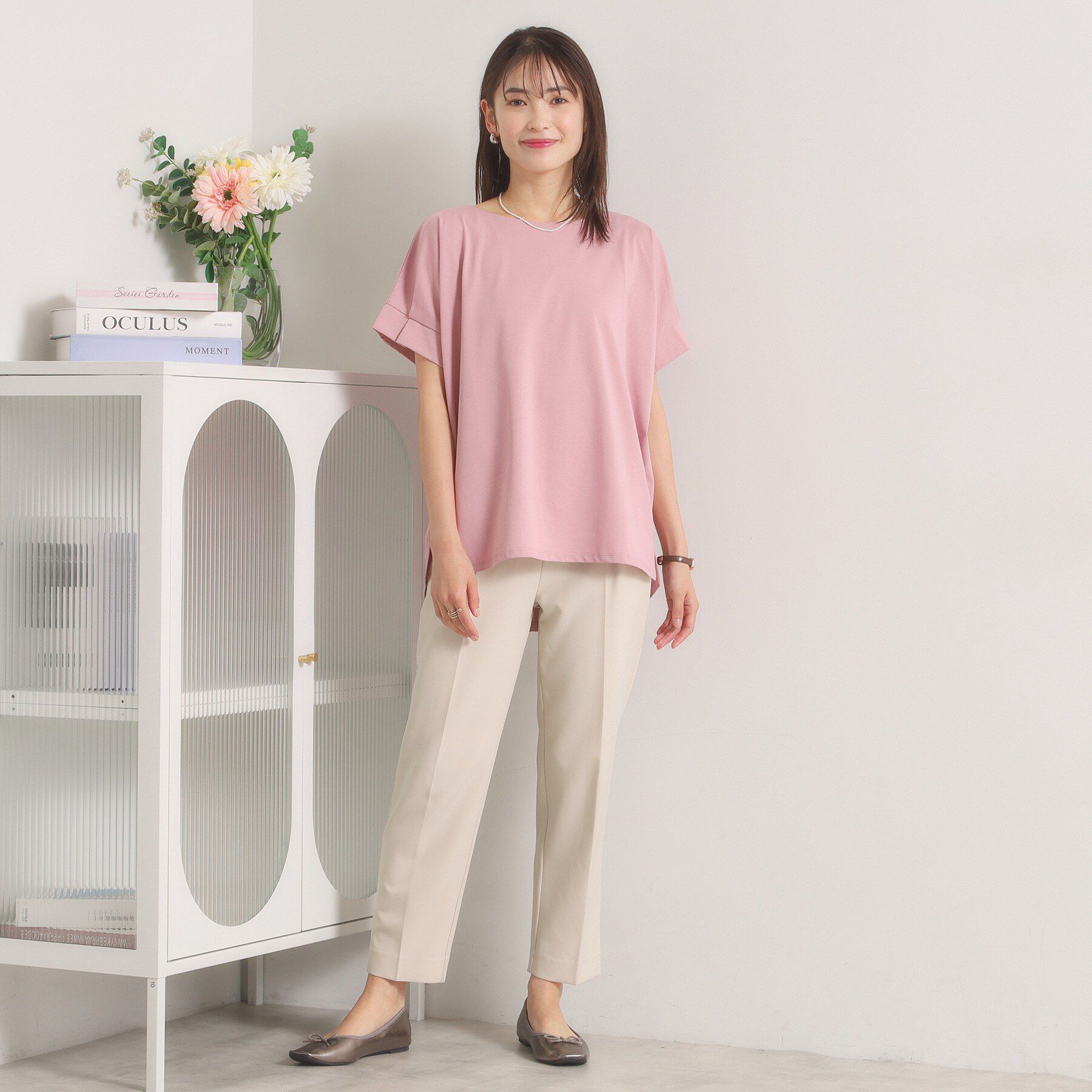 ITS&rsquo;DEMO「【汗染み防止／接触冷感／UVケア／毛玉防止】袖口タックトップス」|Tシャツ・カットソー|