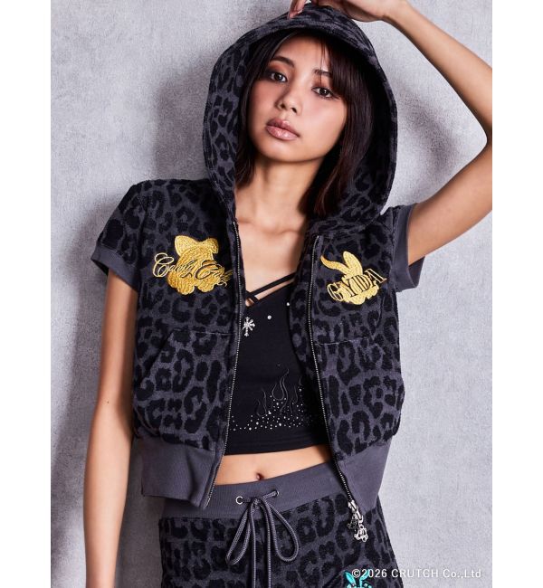 GYDA「GYDA&times;GALFY leopard pileパーカー」|パーカー|ブラック