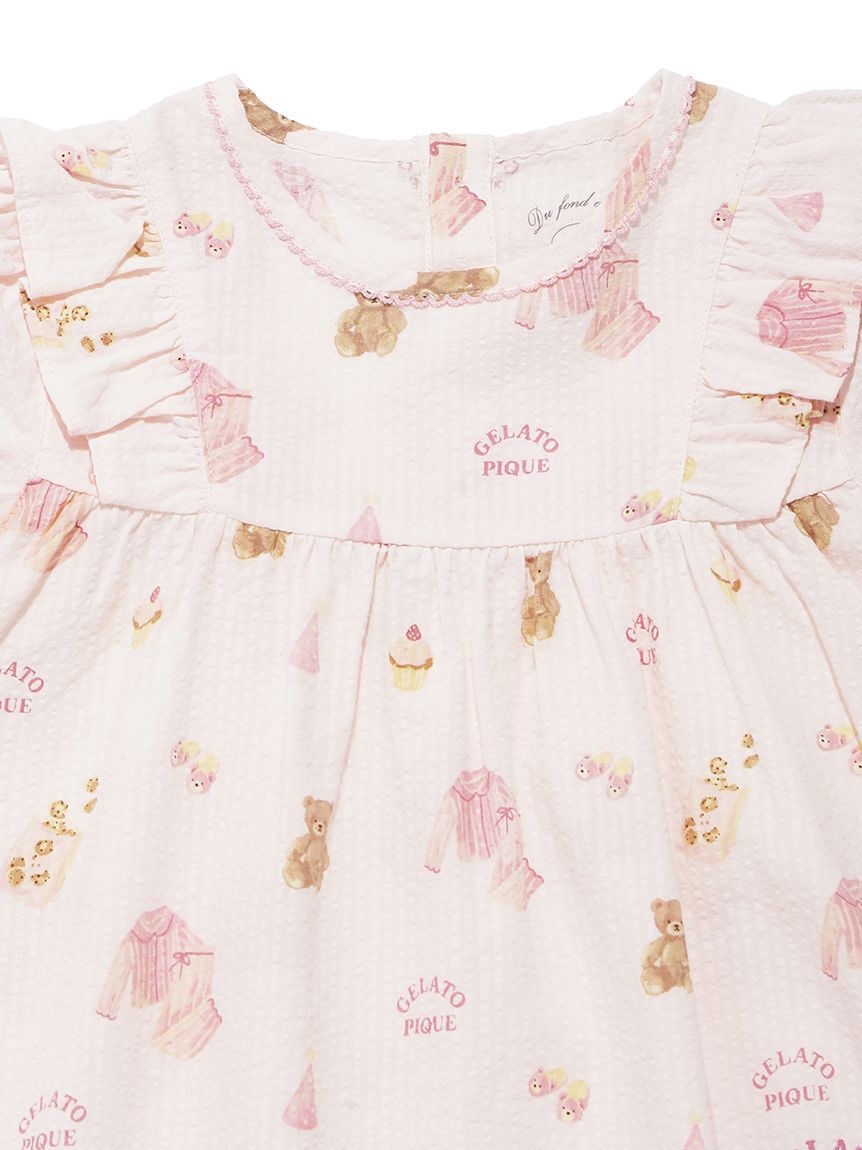 GELATO PIQUE KIDS & BABY「【KIDS】パジャマパーティー柄シャーリングワンピース」|ワンピース|