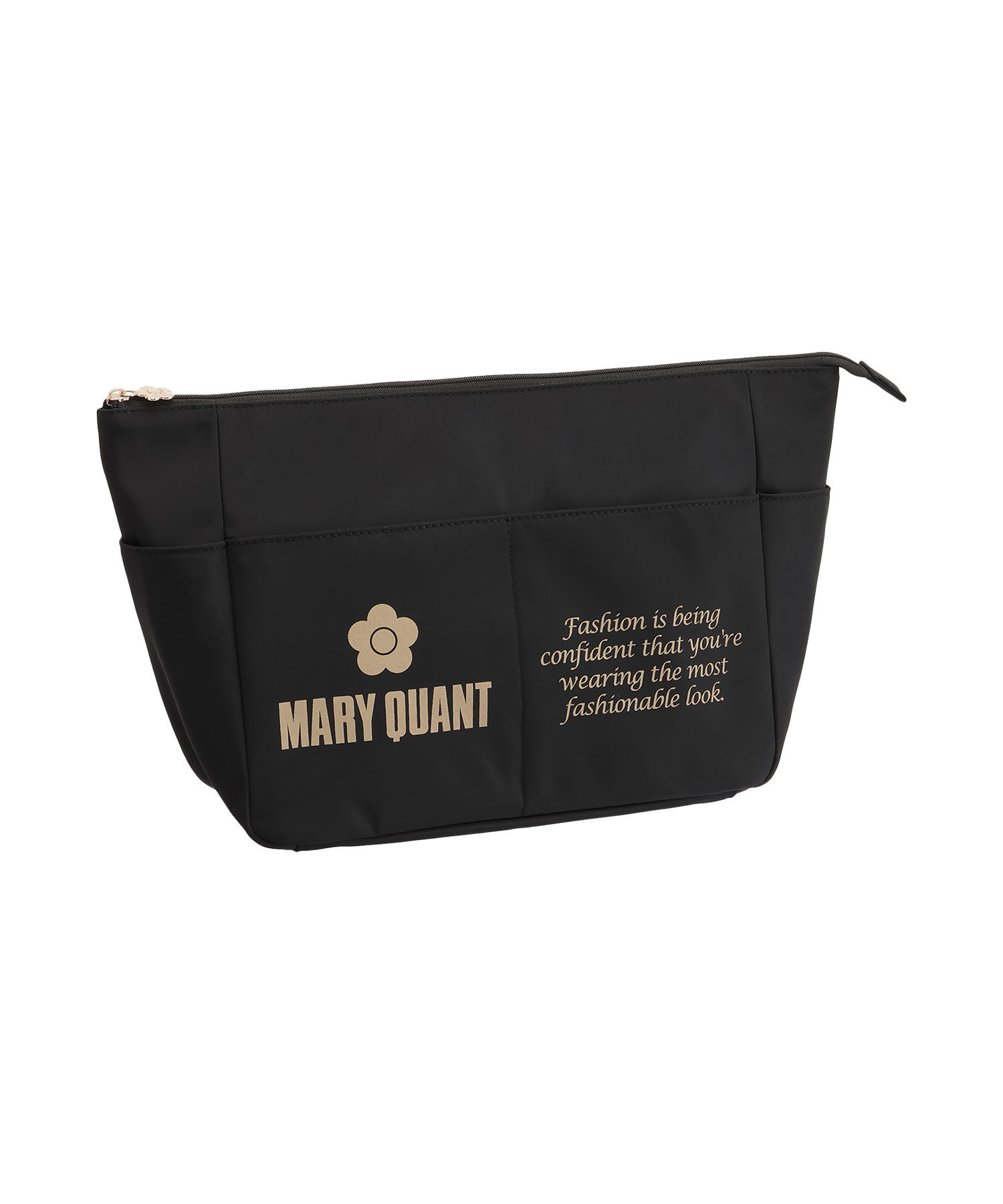 MARY QUANT「ゴールドロゴプリント インナーキャリングポーチL」|ポーチ|ブラック