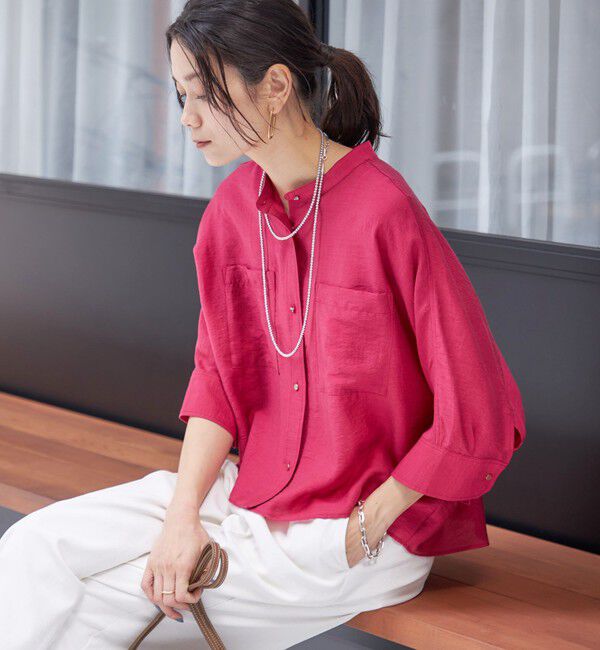SHIPS for women「【実力派ベーシック】〈手洗い可能〉シルク混 シアー 羽織 シャツ」|シャツ・ブラウス|ピンク系