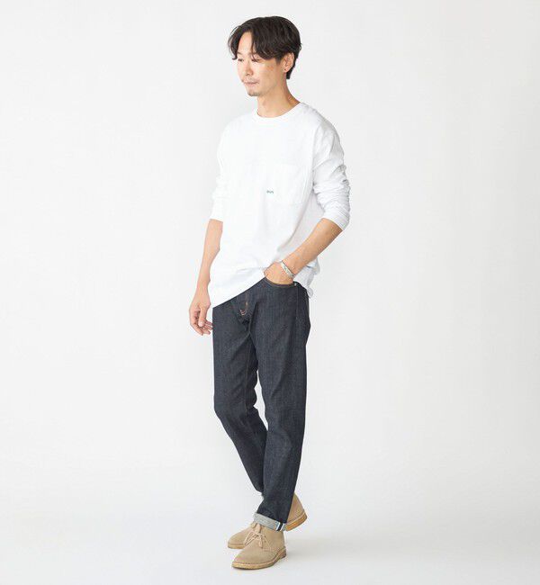 SHIPS「【WEB限定】SHIPS: マイクロ SHIPSロゴ ポケット ロングスリーブ Tシャツ (ロンT)」|Tシャツ・カットソー|