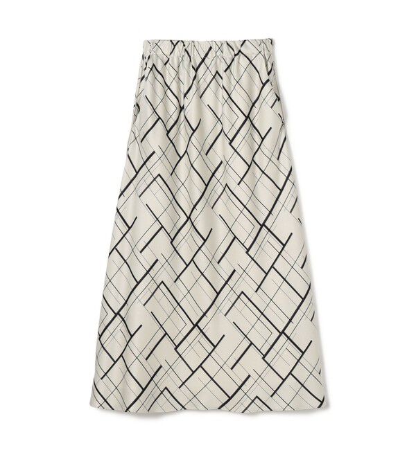 DES PRES「ウィンドウフレームプリント セミマーメイドスカート」|フレア|18 ホワイト系