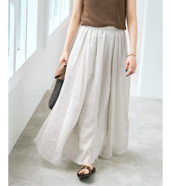 Spick and Span「《セットアップ可》ラミーブレンドギャザーフレアスカート」|スカート|