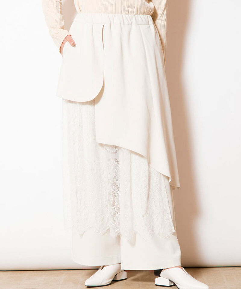  「レースレイヤードパンツ」|その他|IVORY