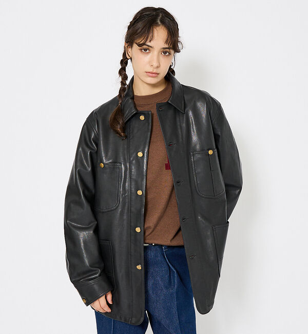 ABAHOUSE「【LEE/リー】LOCO JACKET レザー カバーオール ジャケット / ユ」|その他|ブラック