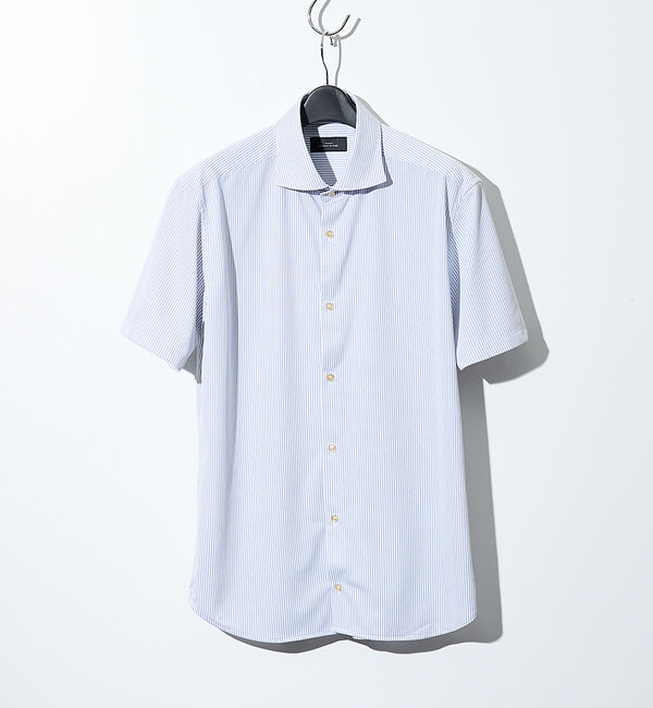 ABAHOUSE「ハイストレッチ バックストライプ半袖シャツ【FLEX SHIRTS】」|シャツ・ブラウス|グレー