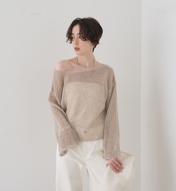 Rouge vif「【定番人気】【2026SS新作】前後2WAYペーパーメッシュニットプルオーバー」|ニット・セーター|