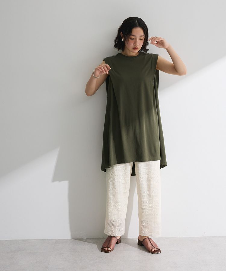 Green Parks「配色ステッチノースリーブチュニック」|チュニック|