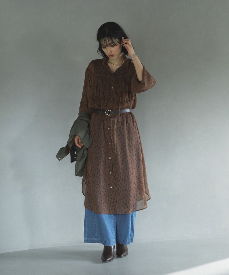 Green Parks「花柄シフォン楊柳ワンピース」|ワンピース|