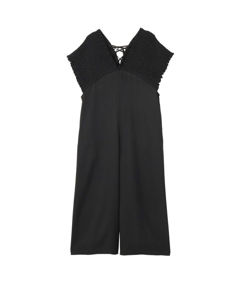 Green Parks「シャーリングサロペット」|オールインワン|Black