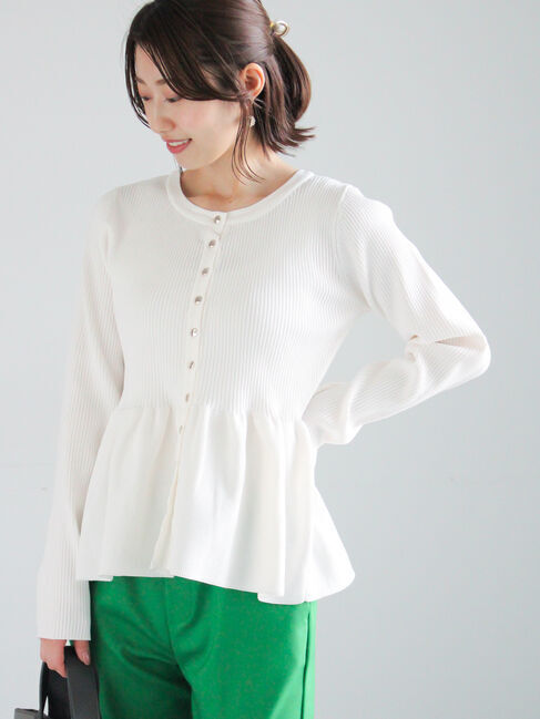 Te chichi「前後2WAYペプラムカーディガン」|カーディガン|オフホワイト