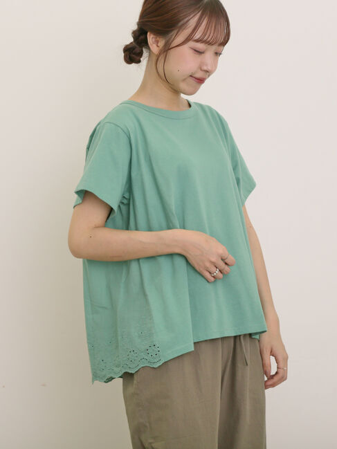 Samansa Mos2「[接触冷感]バックスカラップレースカットソー」|Tシャツ・カットソー|ミント