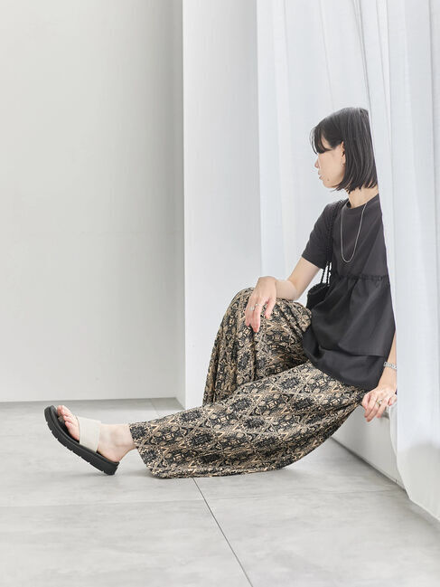 Samansa Mos2 blue「◎柄アソートプリーツパンツ」|その他|ベージュ