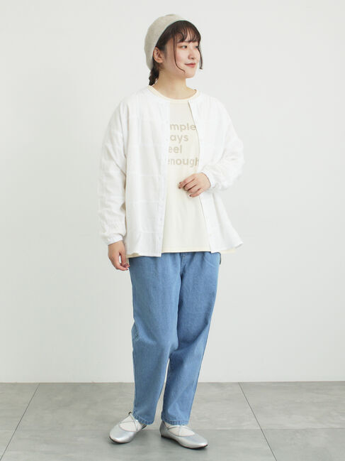 Samansa Mos2「スクエア刺繍バンドカラーブラウス」|シャツ・ブラウス|