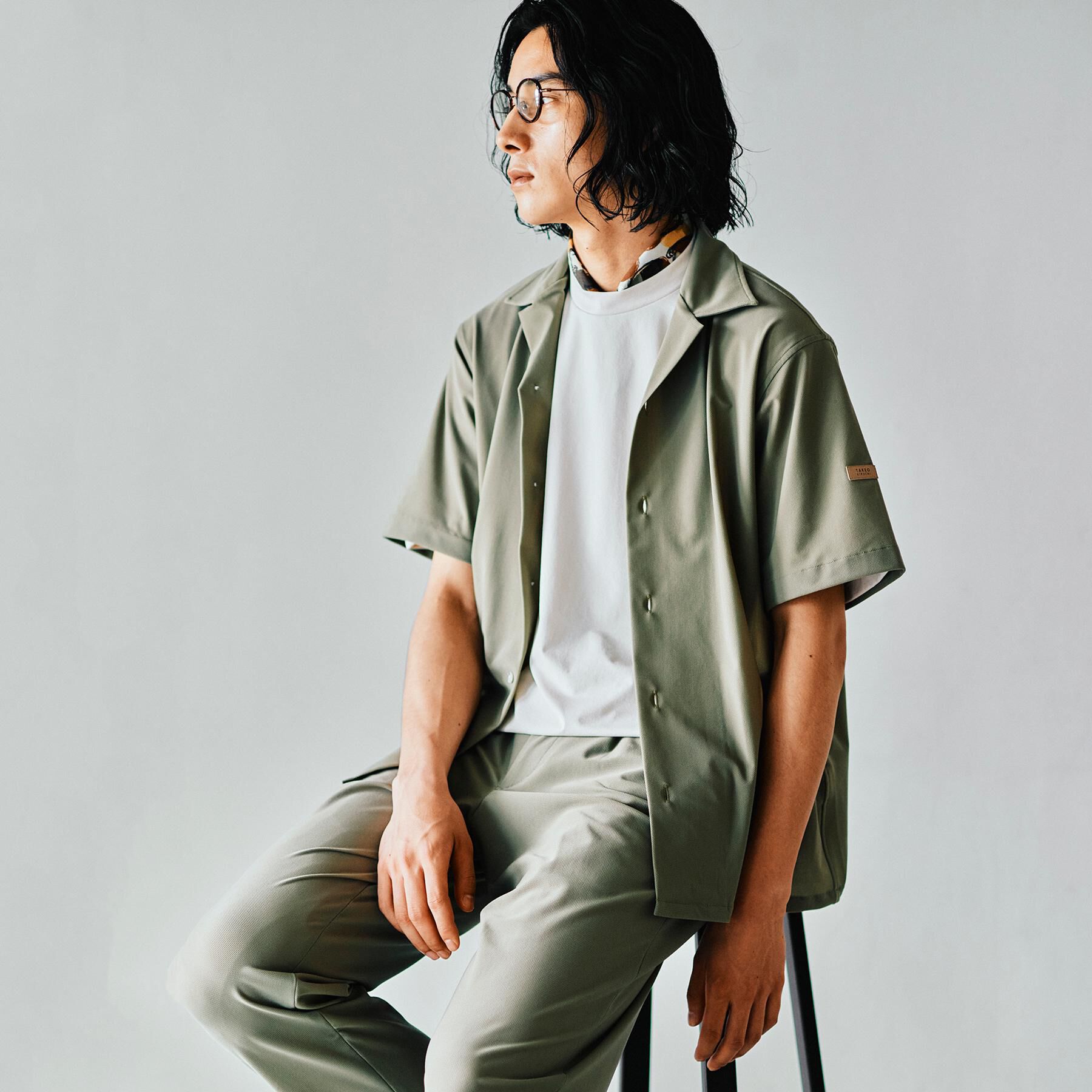 TAKEO KIKUCHI「【COOL CITY WEAR】エアートール オープンカラーシャツ /接触冷感・通気性」|シャツ・ブラウス|カーキ(027)