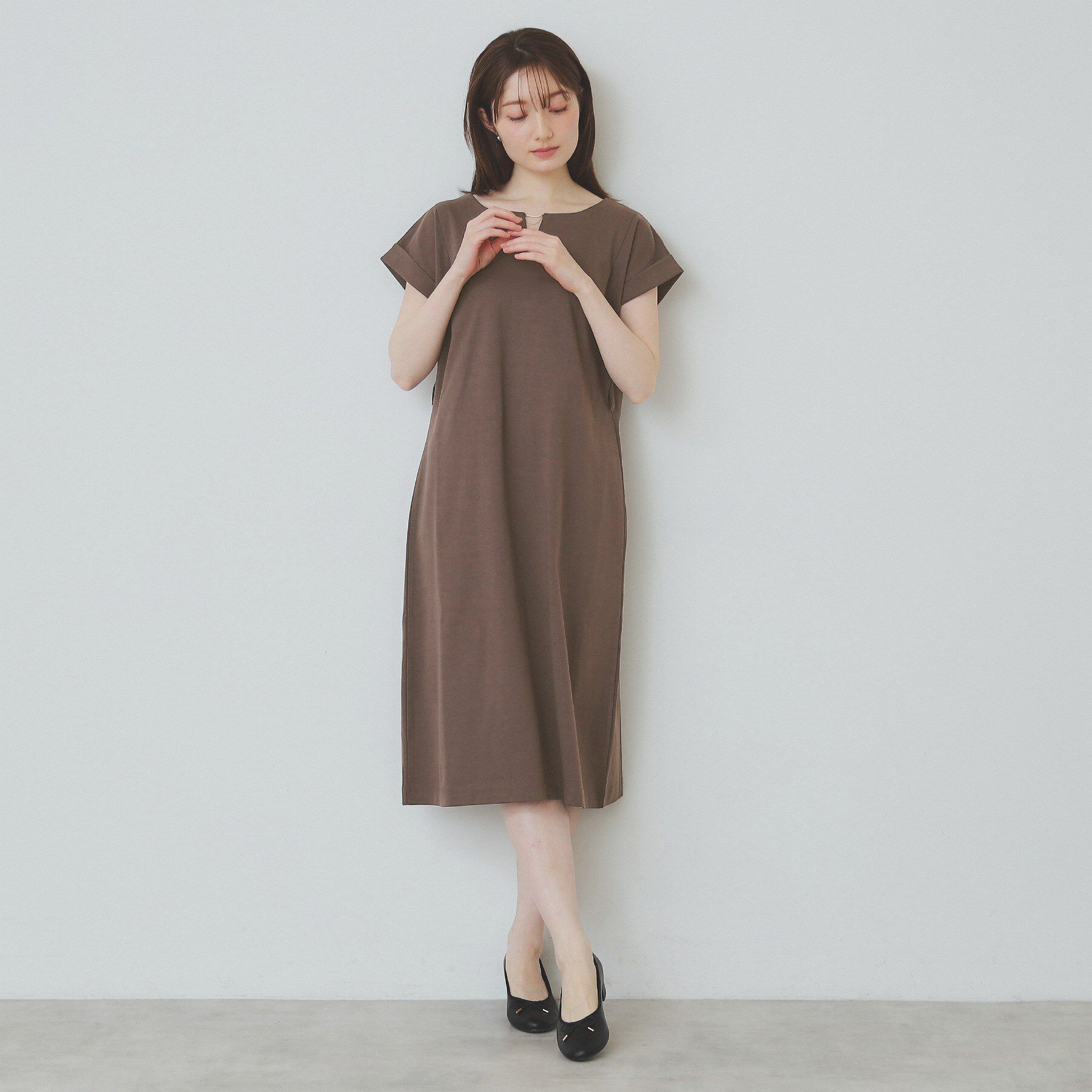 index「《5色展開／XS-3Lサイズ》Iラインシルエットワンピース【UV／接触冷感／洗濯機洗い可】」|ワンピース|