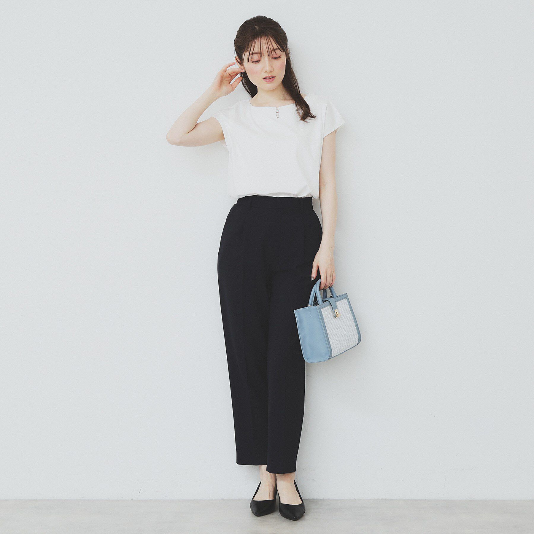 index「《6色展開／XS-3サイズ》キーネックビジュートップス【UV／接触冷感／洗濯機洗い可】」|Tシャツ・カットソー|