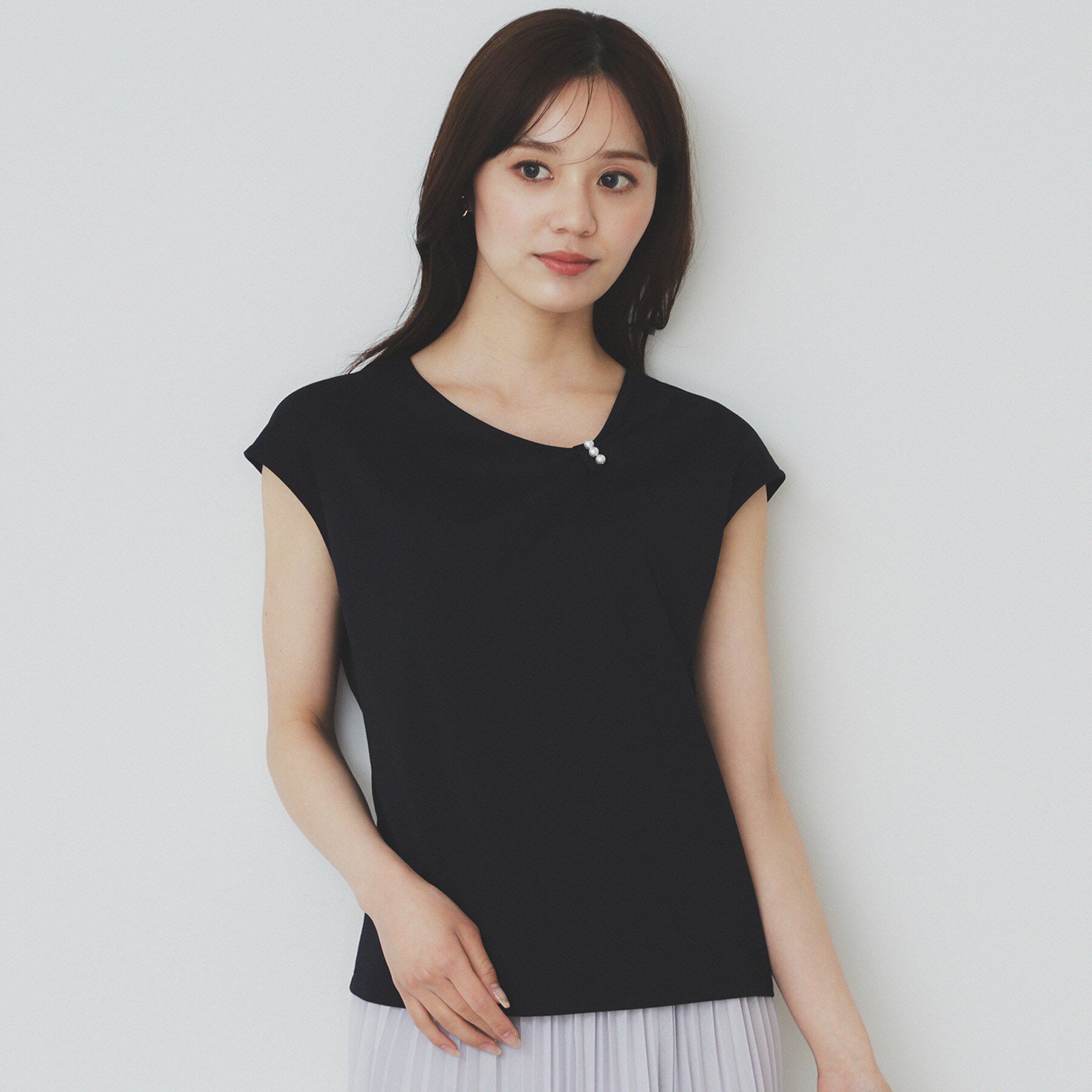 index「アシメリボンフレンチトップス【接触冷感／UVケア／洗濯機洗い可】」|Tシャツ・カットソー|