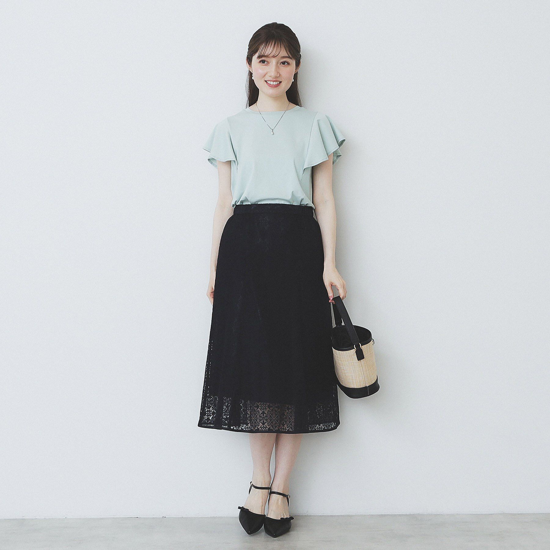 index「《美人百花掲載／XS-3Lサイズ》フレアスリーブバックシャントップス【接触冷感／UVケア／洗濯機洗い」|Tシャツ・カットソー|