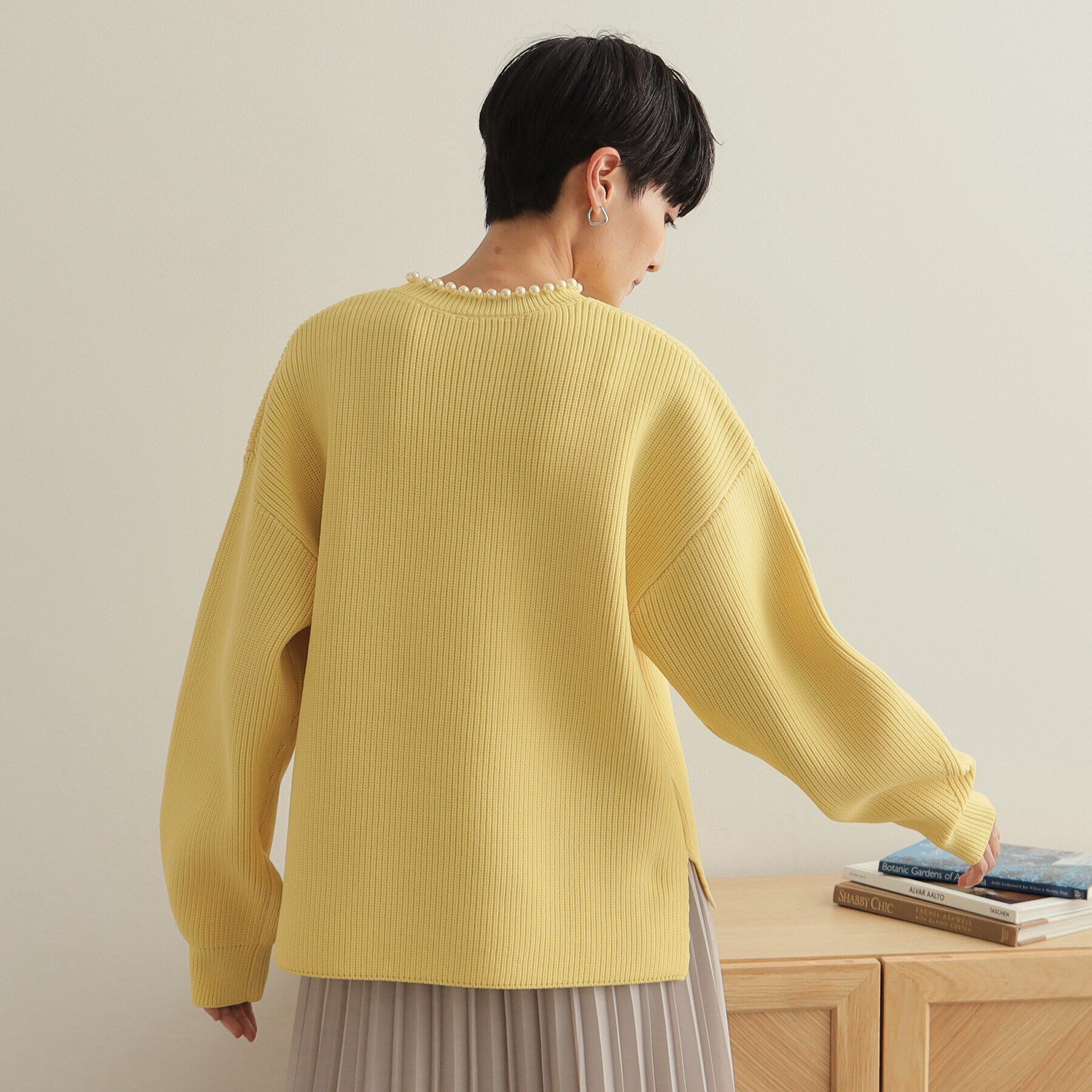OPAQUE.CLIP「パール調ボタン付ニット【洗濯機洗い可／抗ピル】」|ニット・セーター|