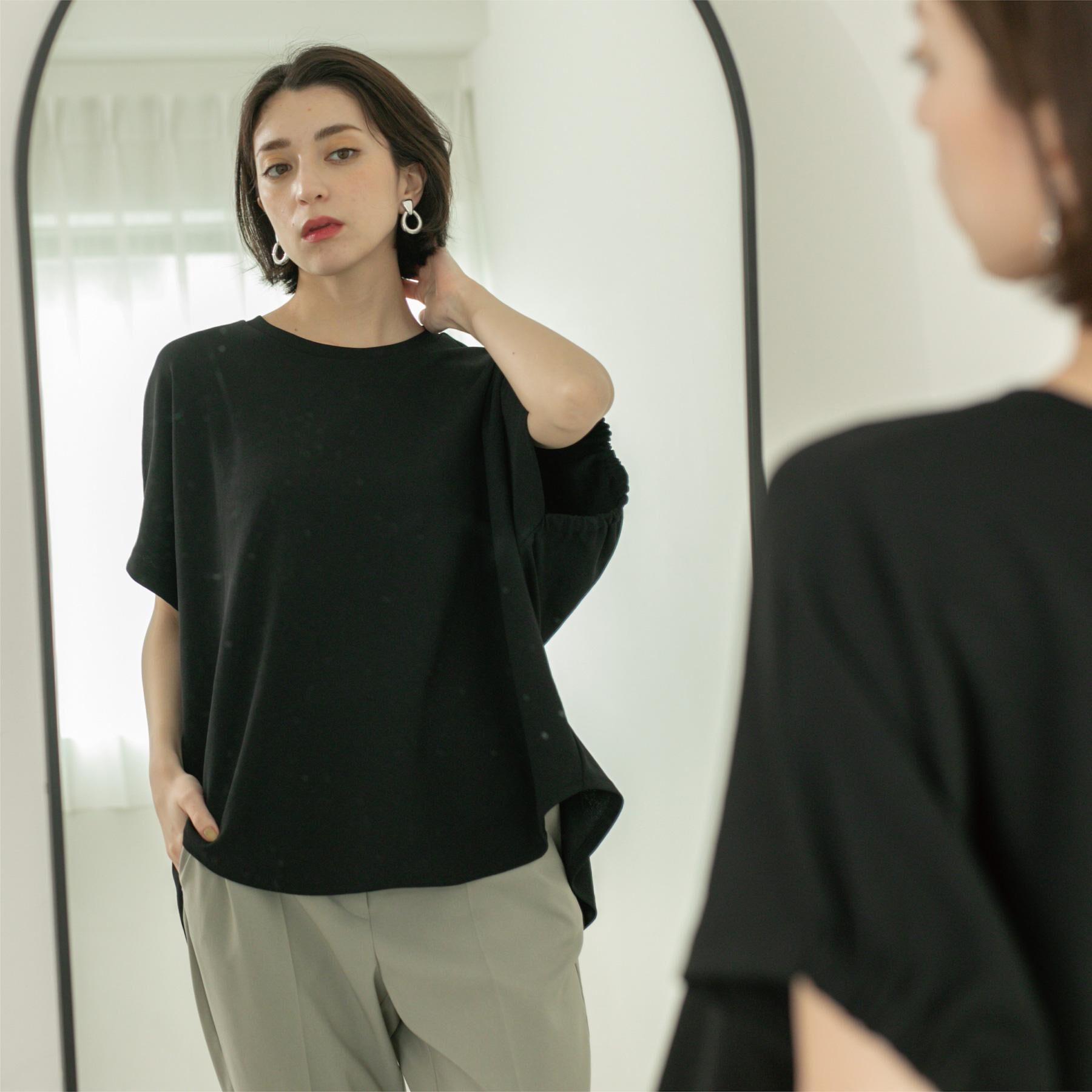 OPAQUE.CLIP「リラクシードルマンスリーブトップス【UV／吸水速乾／洗濯機洗い可】」|Tシャツ・カットソー|