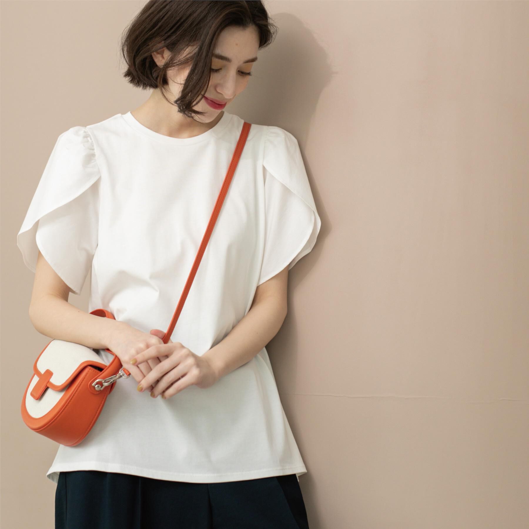 OPAQUE.CLIP「チューリップスリーブドッキングカットソー【洗濯機洗い可／接触冷感】」|Tシャツ・カットソー|