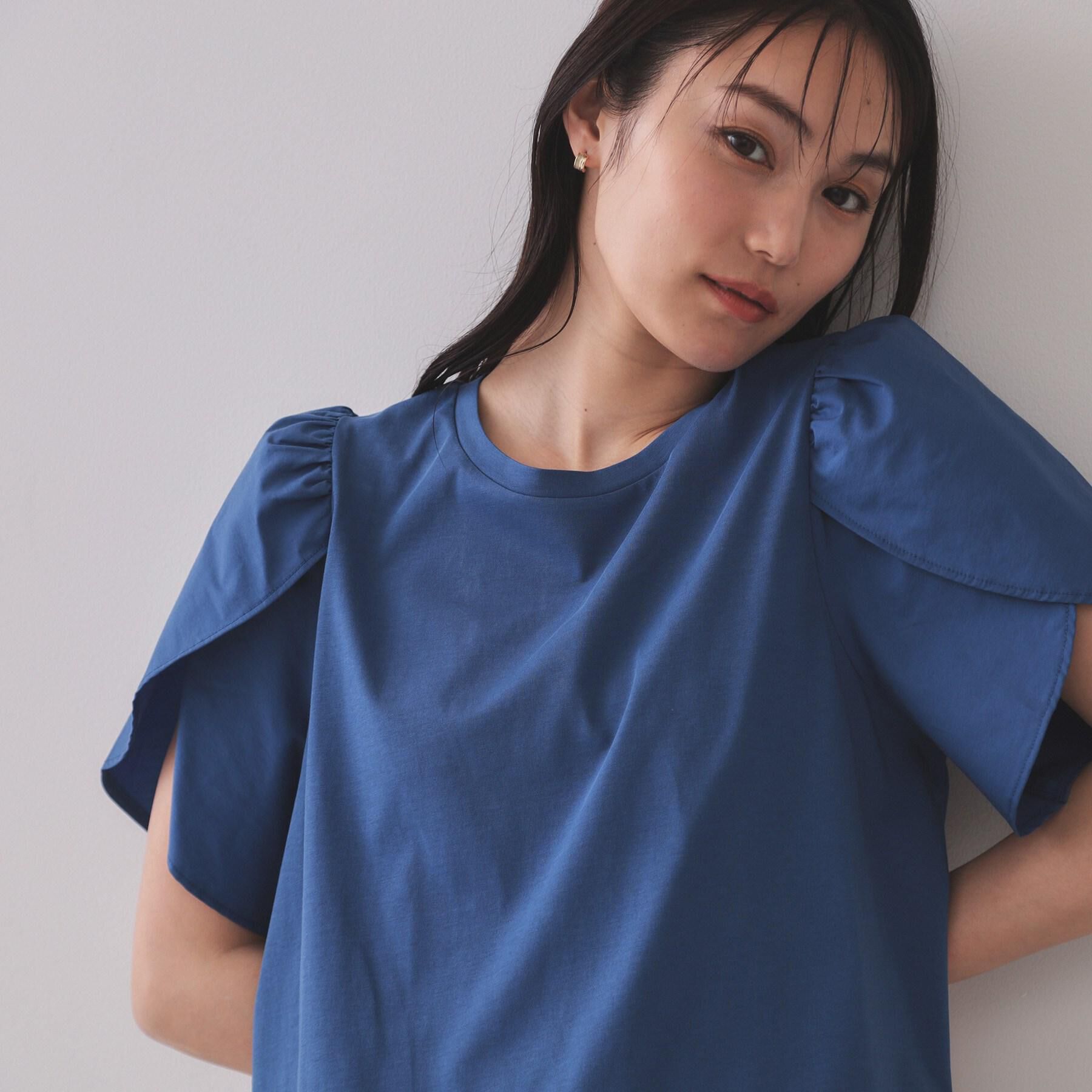 OPAQUE.CLIP「チューリップスリーブドッキングカットソー【洗濯機洗い可／接触冷感】」|Tシャツ・カットソー|