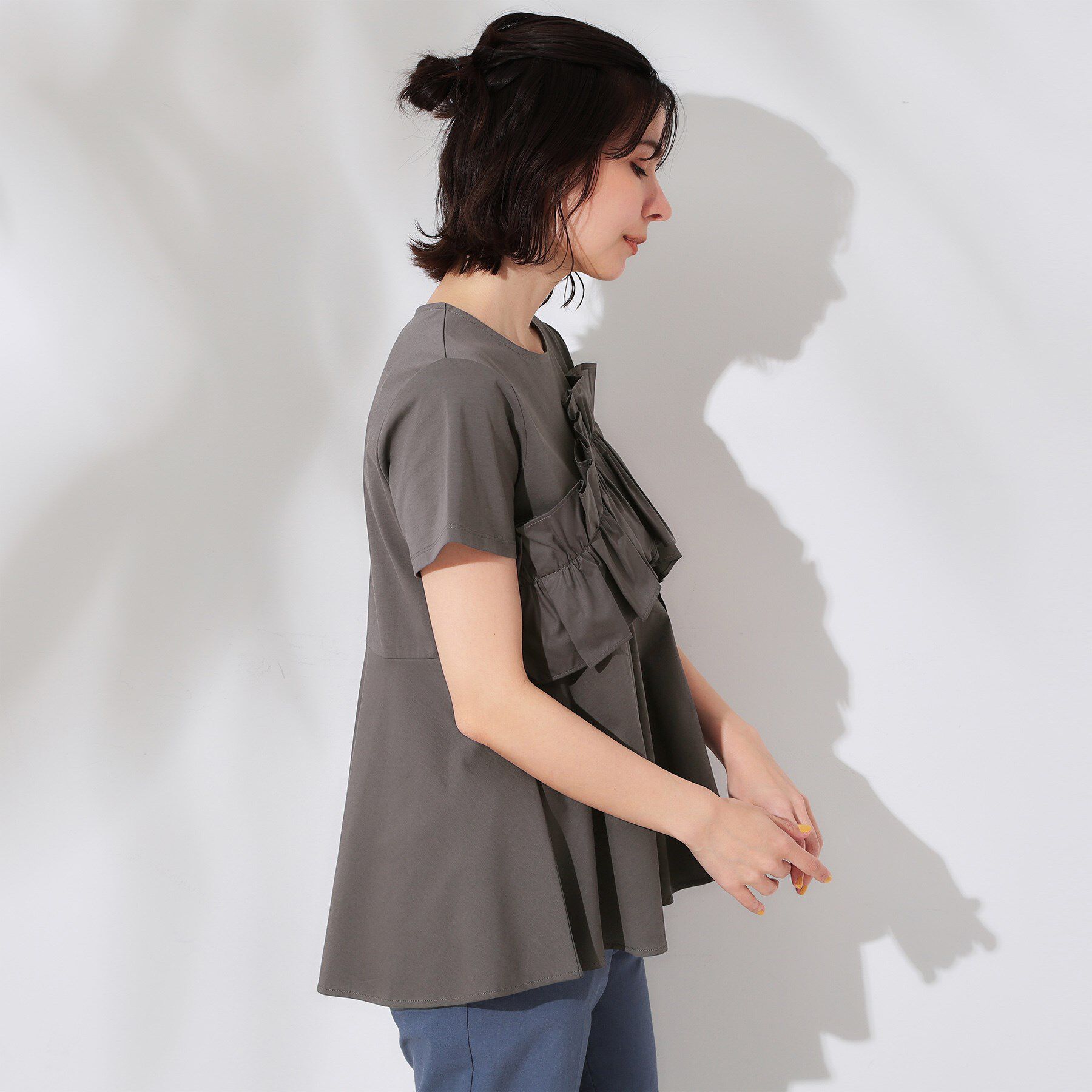 OPAQUE.CLIP「フリルドッキングペプラムトップス【接触冷感／洗濯機洗い可】」|Tシャツ・カットソー|