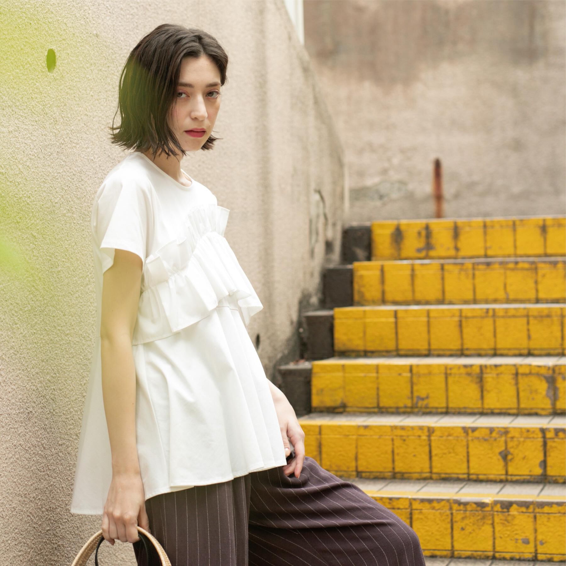 OPAQUE.CLIP「フリルドッキングペプラムトップス【接触冷感／洗濯機洗い可】」|Tシャツ・カットソー|