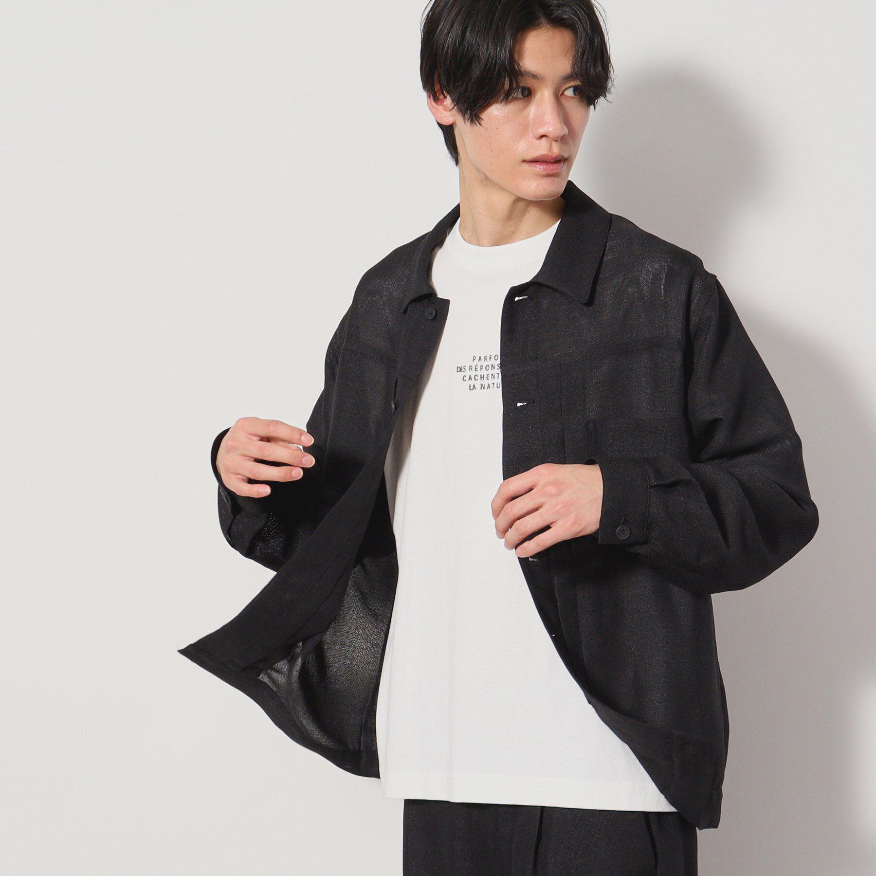 THE SHOP TK「パナマメッシュ シャツジャケット セットアップ可」|ブルゾン・スタジャン|