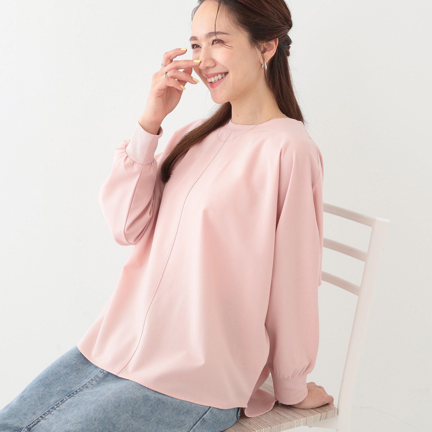SHOO･LA･RUE「【高レビュー/洗える/洗濯後シワになりにくい/体型カバー】お袖ゆったり さらさらドルマンブラウス」|シャツ・ブラウス|ピンク(072)