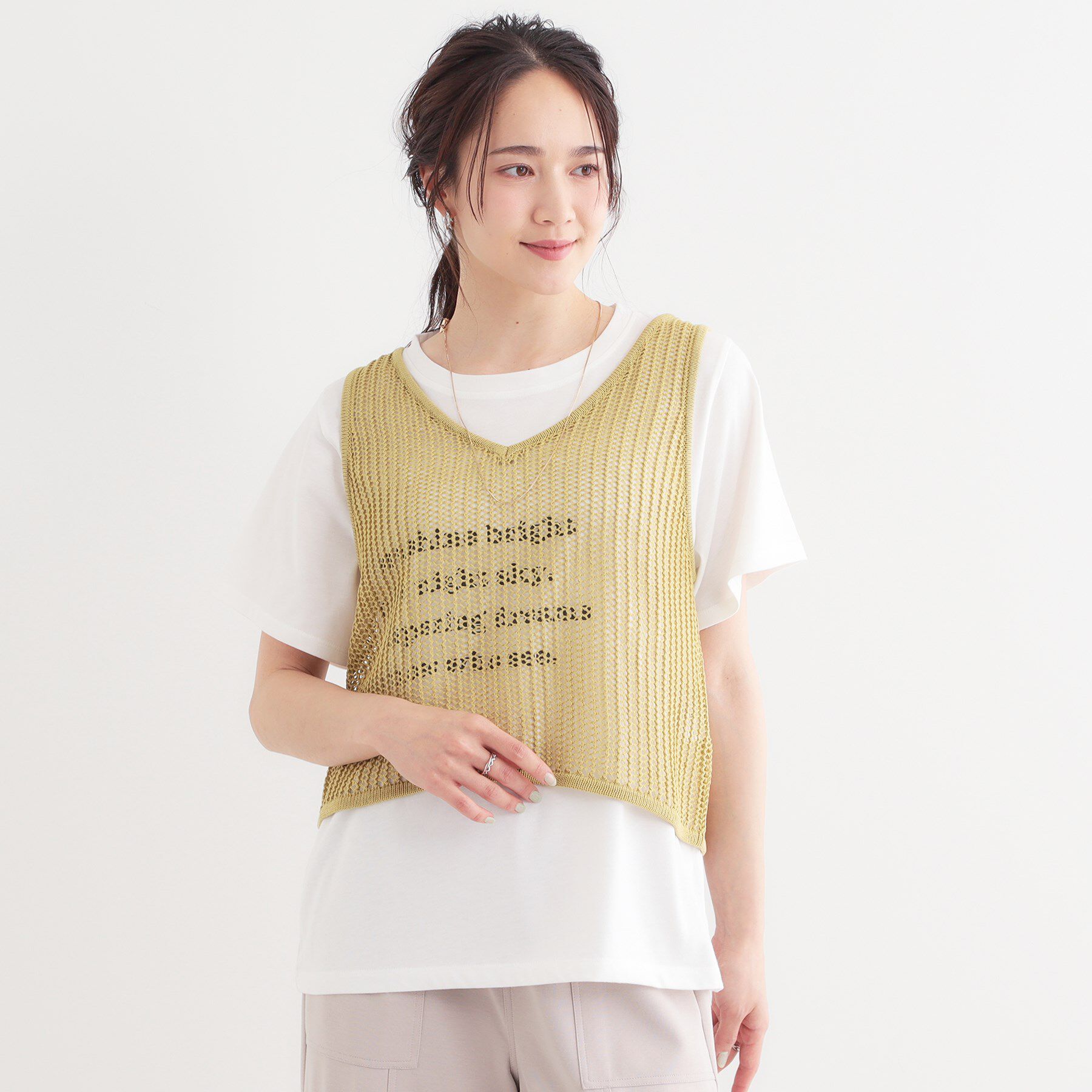 SHOO･LA･RUE「【2点セット】メッシュニットベスト&times;ロゴTシャツセット」|その他|