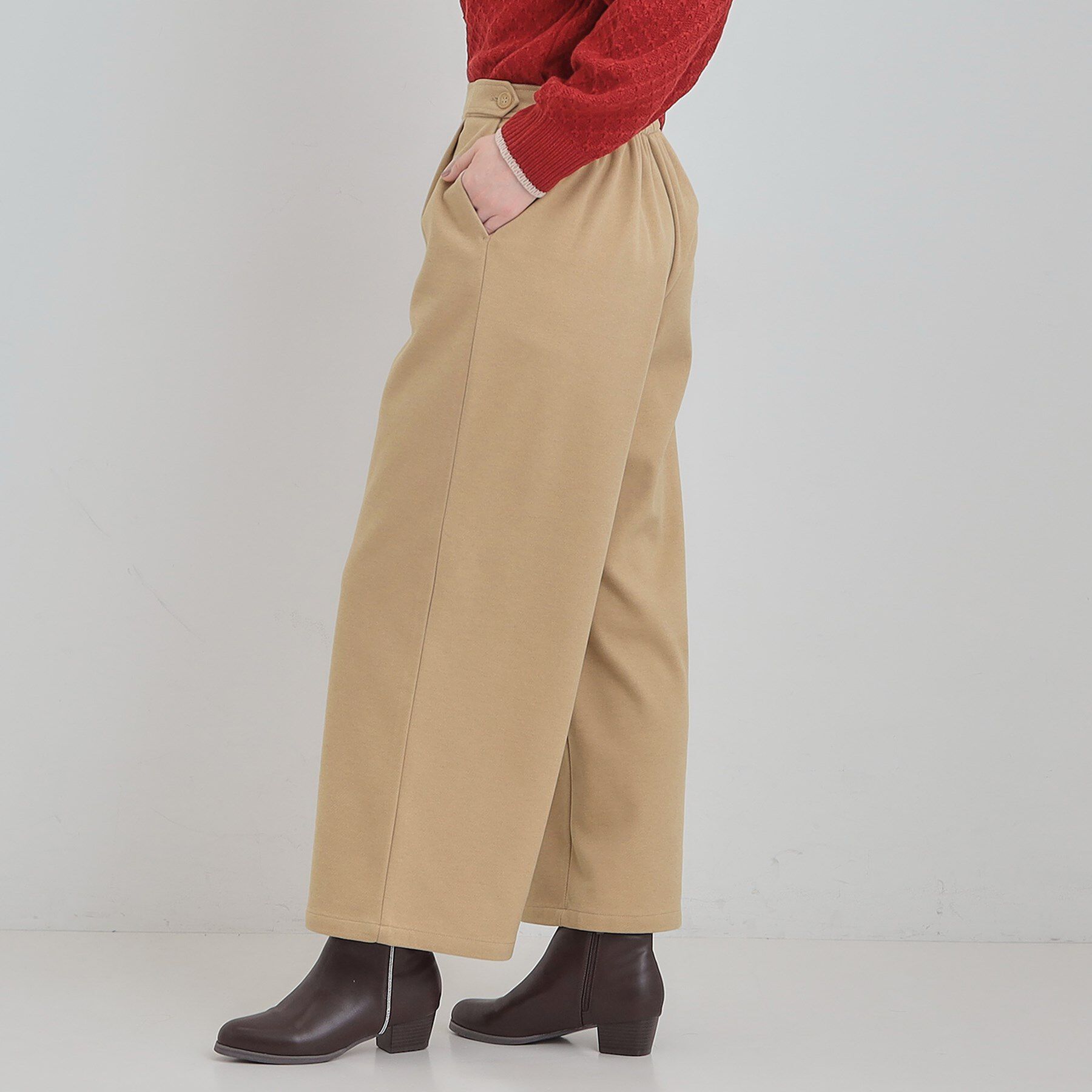 SHOO･LA･RUE「【洗濯機可/S-LL】ウエストのタブボタンがポイント　ワイドパンツ」|その他|