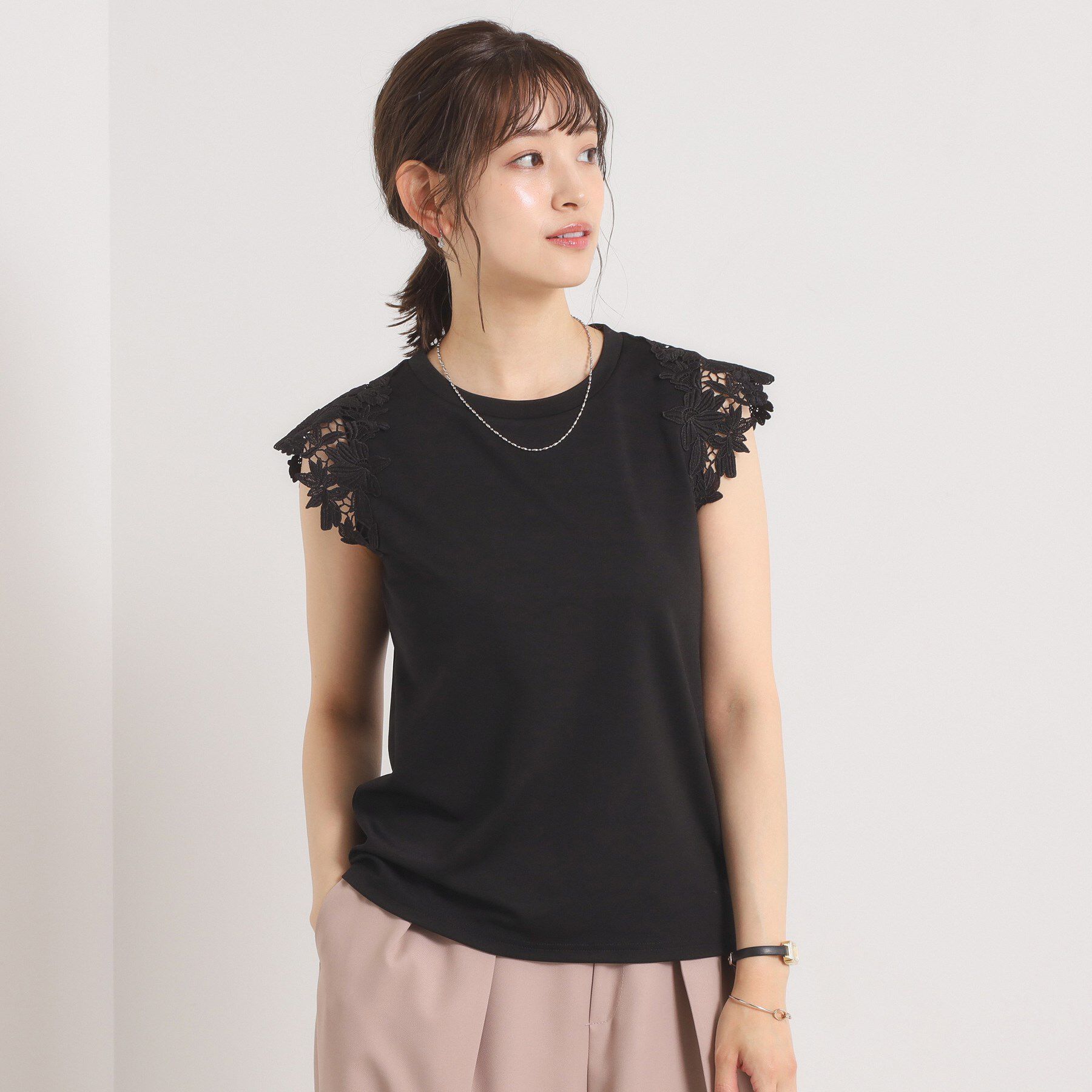 ITS&rsquo;DEMO「【手洗い可】袖レースポンチプルオーバー」|Tシャツ・カットソー|