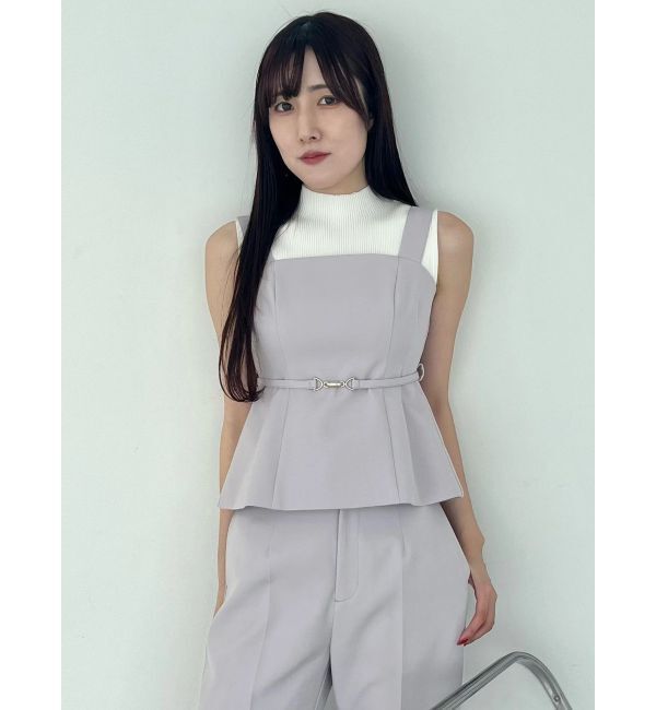 MERCURYDUO「ペプラムビスチェパンツセットアップ」|オールインワン|