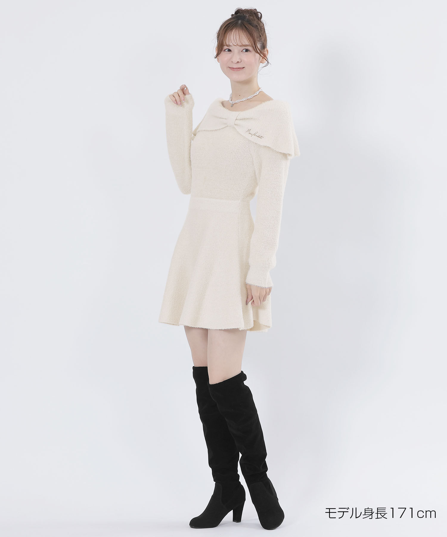 MARY QUANT「オフショルリボンニット ワンピース」|ワンピース|
