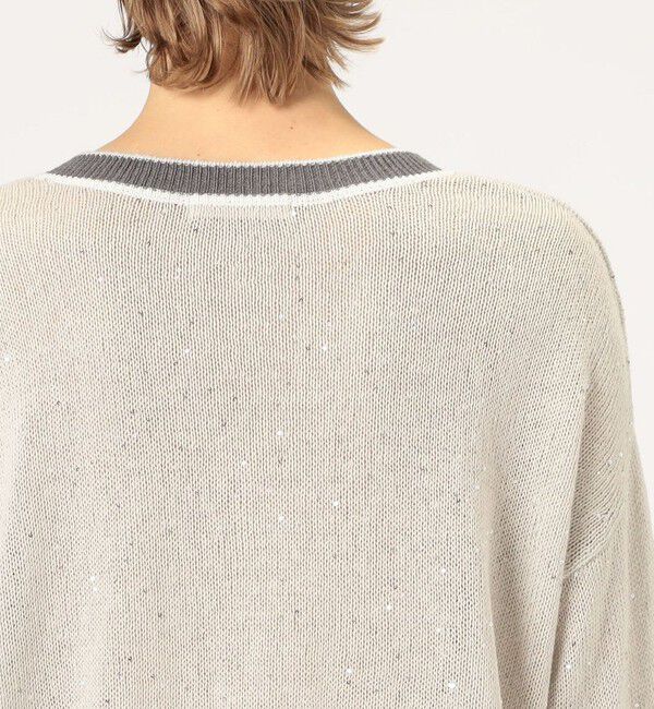 GALERIE VIE「リネンコットンスパンコール Vネックプルオーバー」|ニット・セーター|