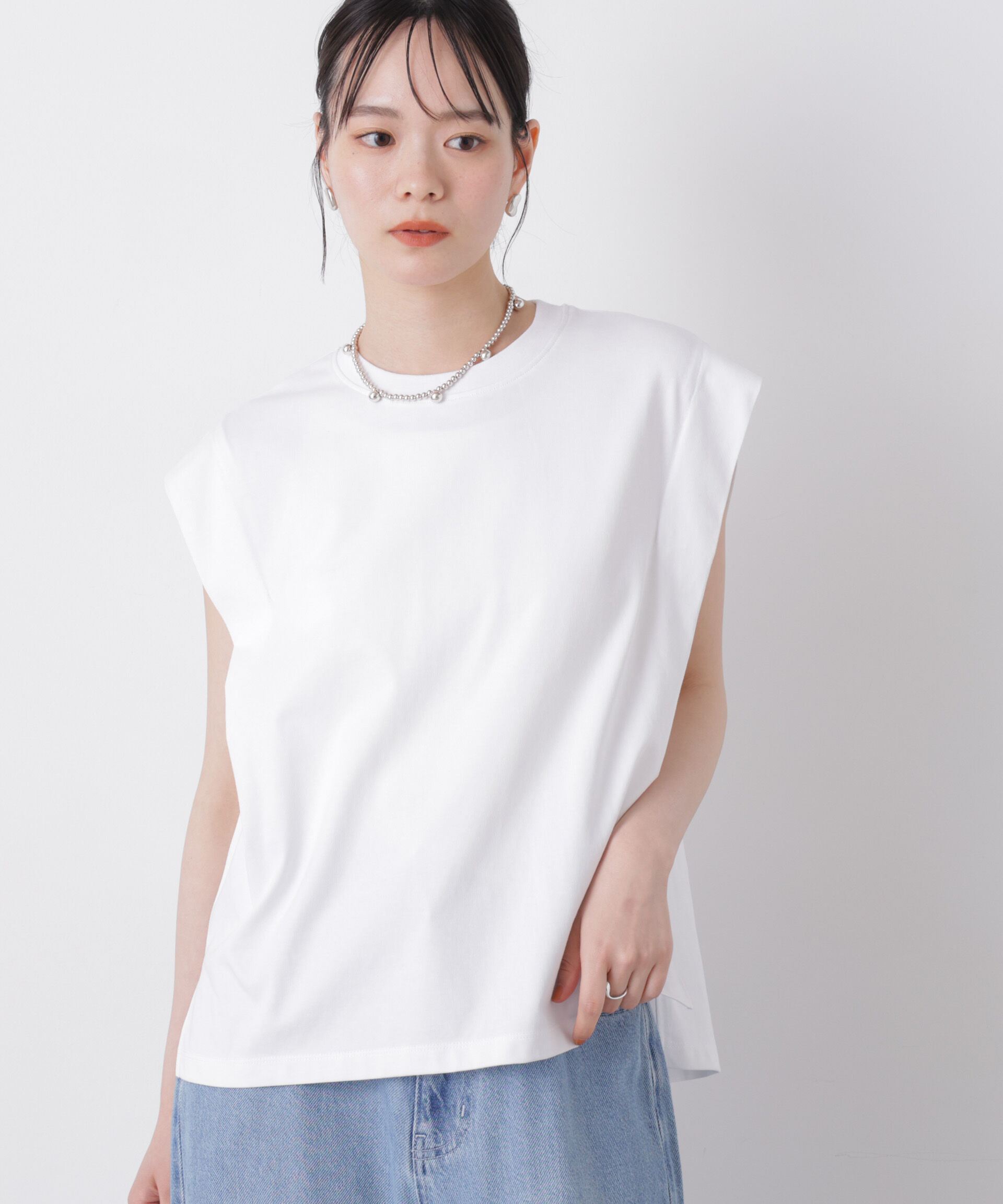 nano･universe「近赤外線&UVカット・吸水速乾機能 タックデザイントップス」|Tシャツ・カットソー|