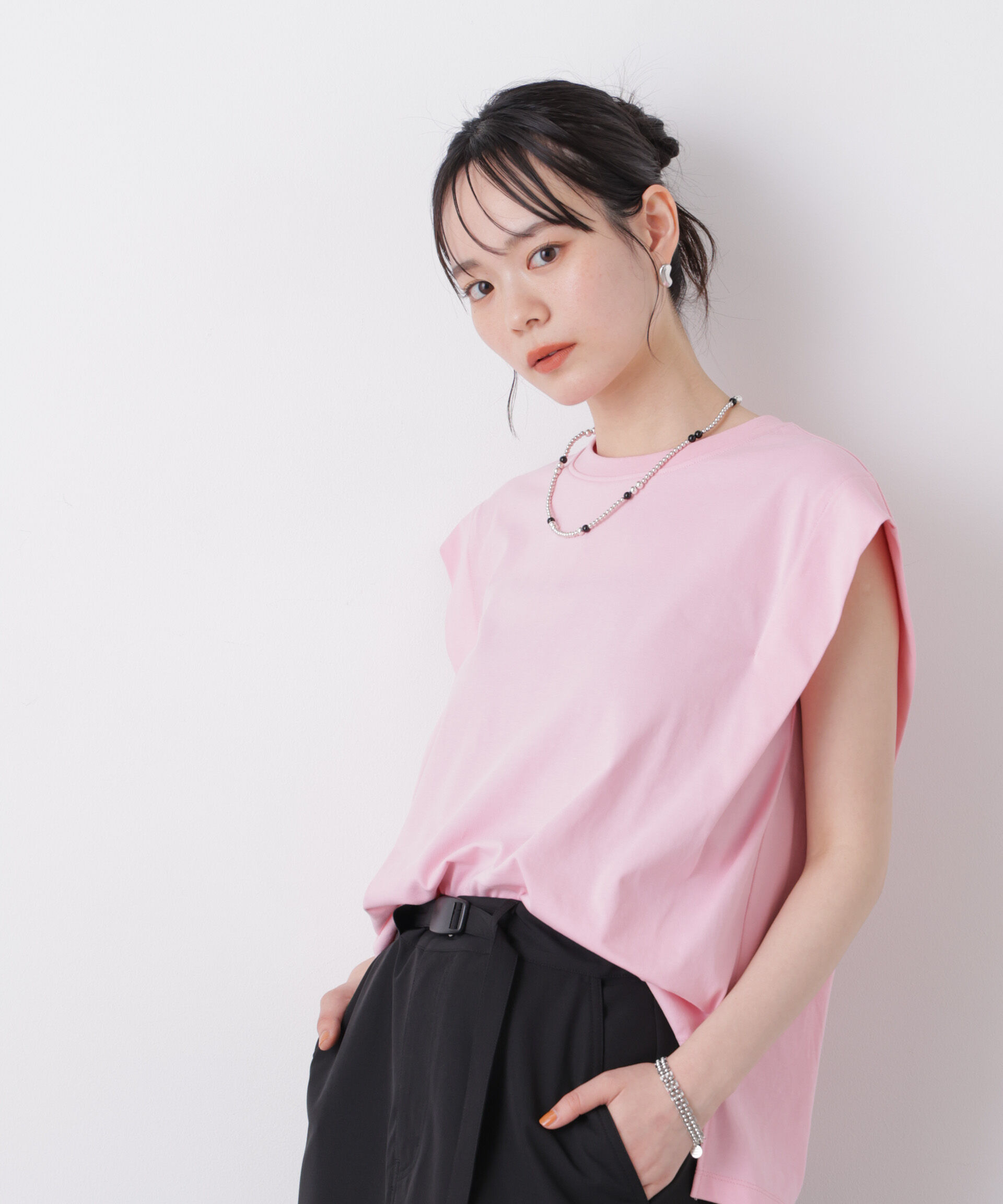 nano･universe「近赤外線&UVカット・吸水速乾機能 タックデザイントップス」|Tシャツ・カットソー|