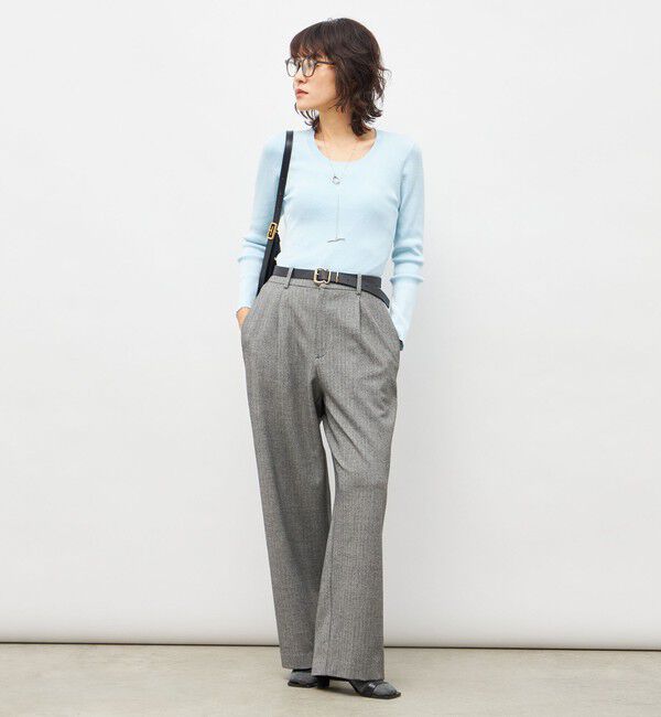 NOLLEY'S sophi「ウォッシャブル両面起毛ヘリンボーン/ストライプセミワイドパンツ」|その他|