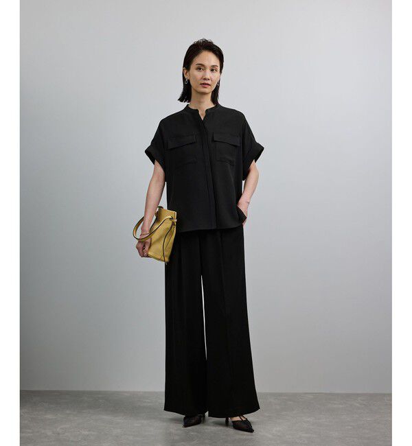 ROPE「【洗える・カセット服】バックサテンフラップブラウス/お仕事・通勤・セットアップ対応【ドラマ着用】」|シャツ・ブラウス|