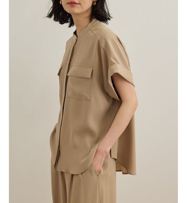 ROPE「【洗える・カセット服】バックサテンフラップブラウス/お仕事・通勤・セットアップ対応【ドラマ着用】」|シャツ・ブラウス|