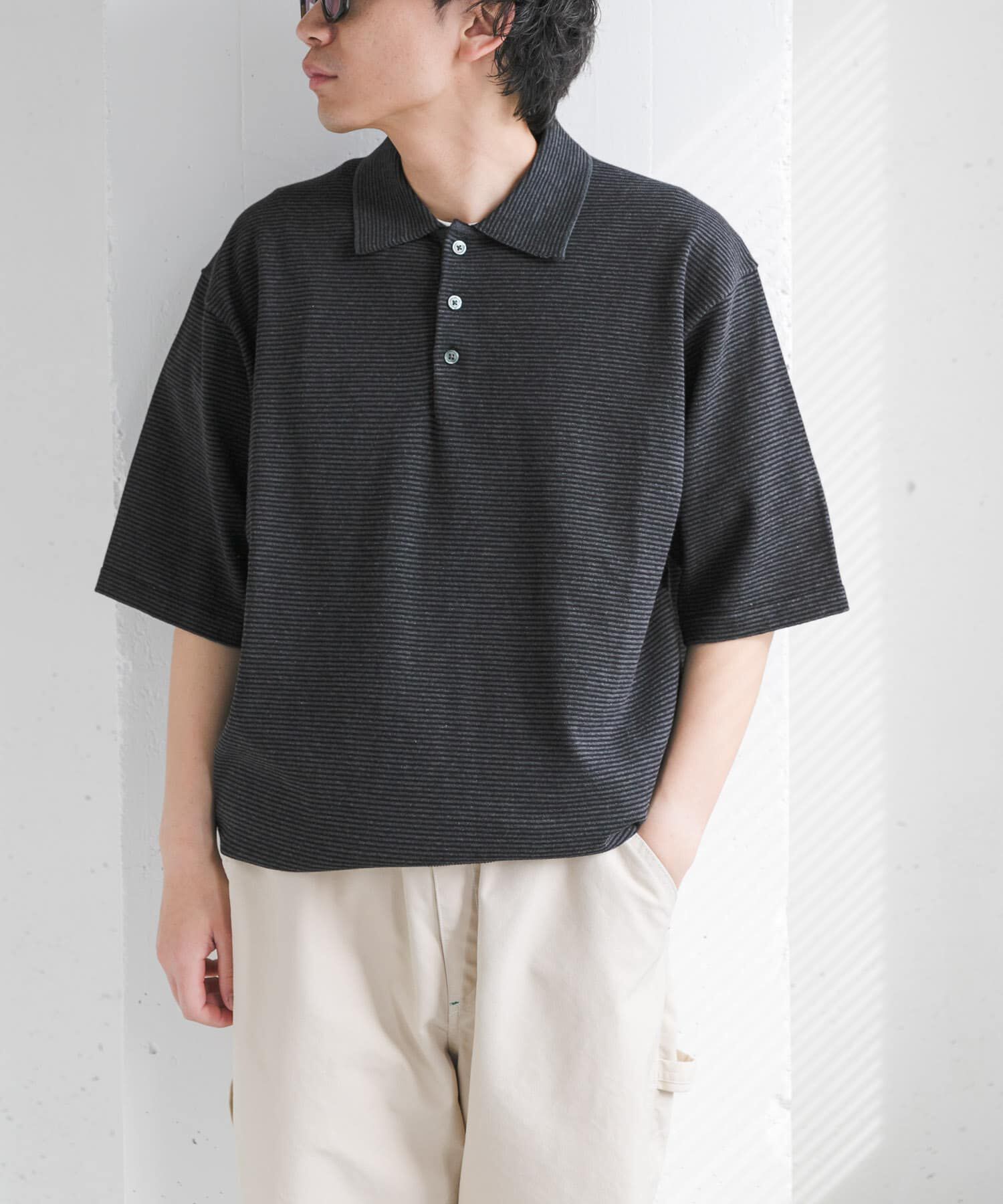 URBAN RESEARCH DOORS「FORK&SPOON　ボーダーショートスリーブニットポロ」|ニット・セーター|