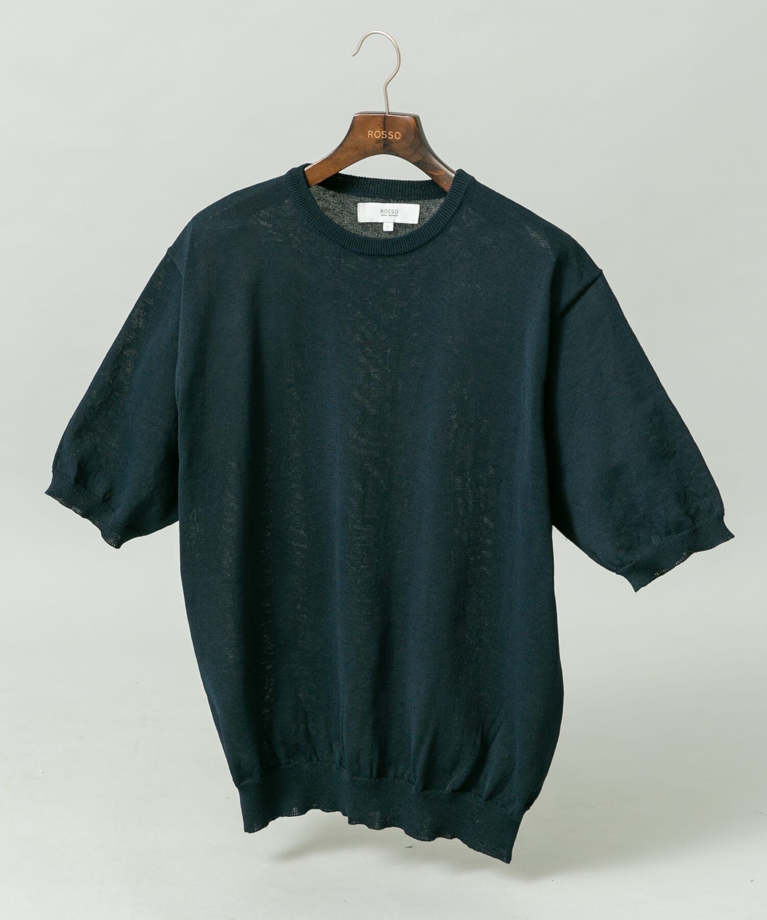 URBAN RESEARCH ROSSO「『UR TECH』AIRDRY半袖クルーニット」|ニット・セーター|ネイビー