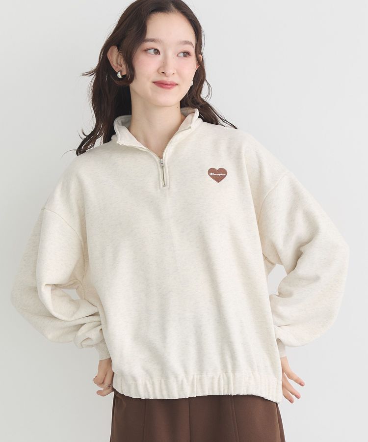 earth music&ecology「Champion&times;emaeハーフジップハートスウェット」|スウェット・ジャージ|Oatmeal