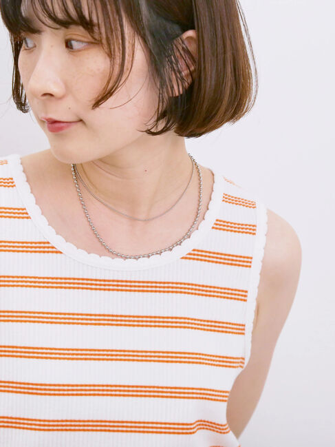 Samansa Mos2 blue「◎アソートリブタンク」|Tシャツ・カットソー|