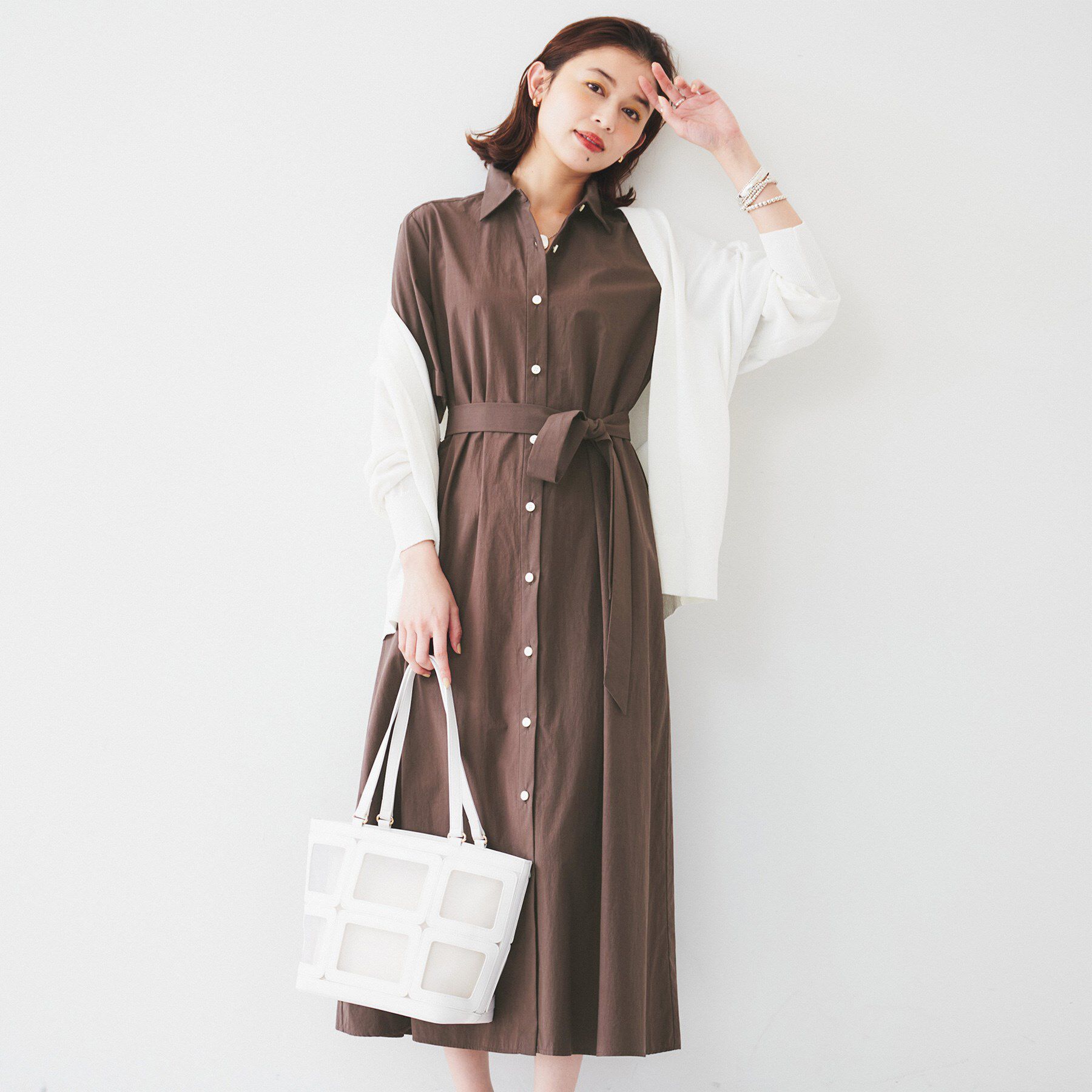 UNTITLED「【コットン100／前開き／夏ワンピ】ロングシャツワンピース」|ワンピース|ブラウン(044)