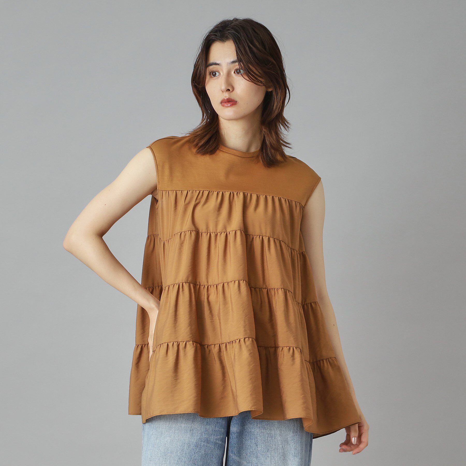 DRESSTERIOR「【接触冷感/イージーケア】ティアードコンビカットソー」|Tシャツ・カットソー|
