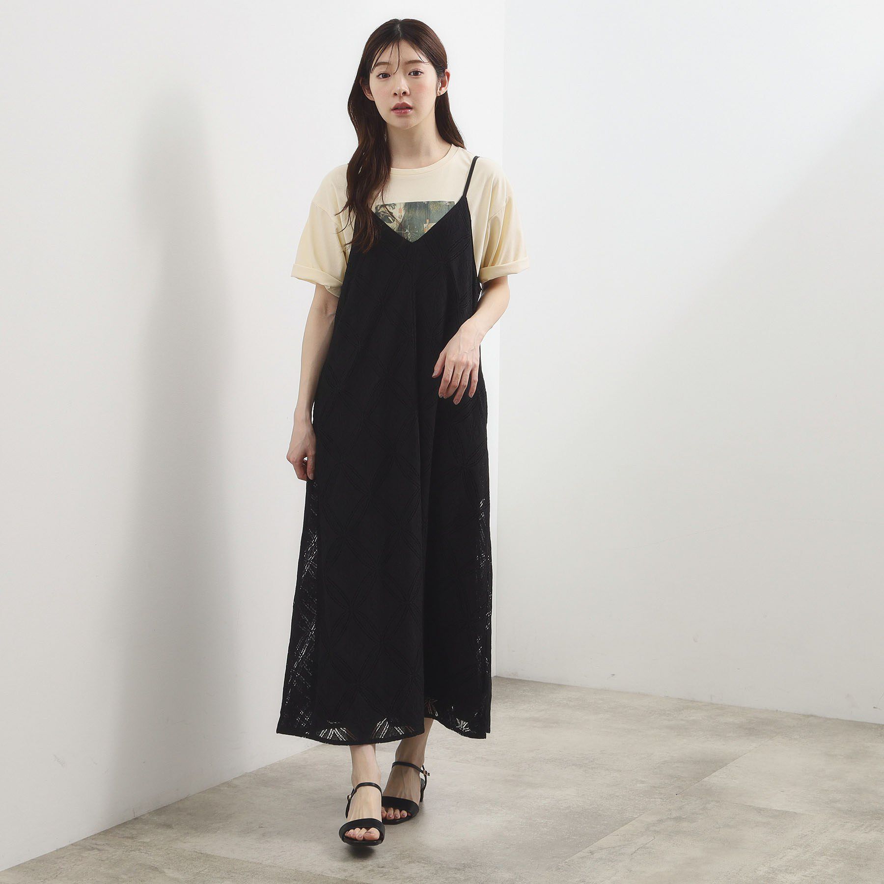 grove「【貴島明日香さん着用・洗える】レースキャミワンピース」|ワンピース|